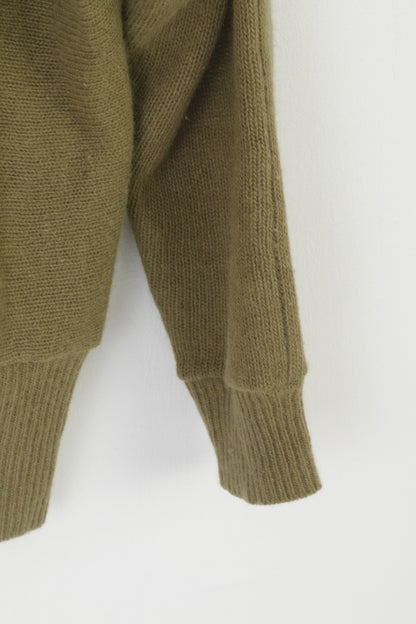 Bluhmod Women 46 L Cardigan Green Wool Angora Vintage Embellished Sweater