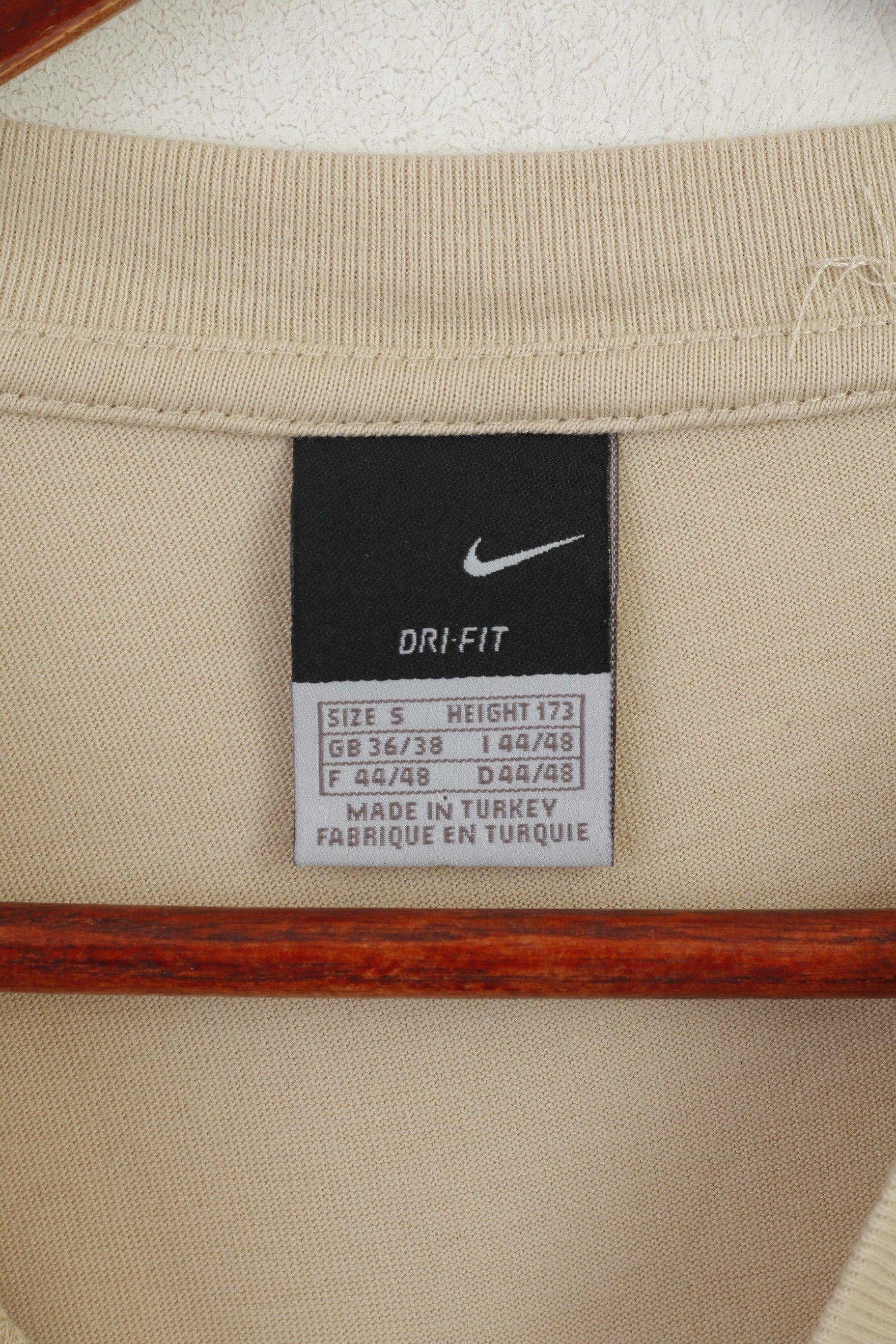 T-shirt Nike S 173 da uomo in cotone beige Kiss My Ace, top sportivo girocollo vintage