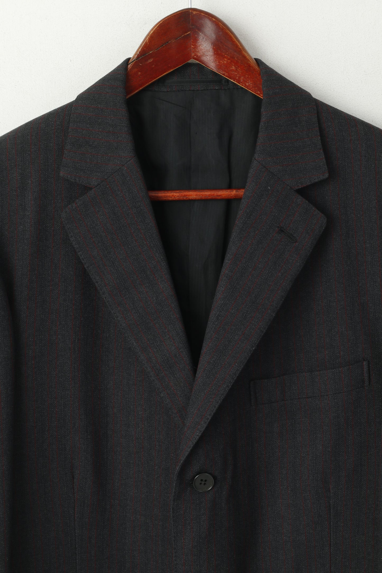 Aquascutum London Men 40 Blazer Grey Striped Wool Alfred Sayers Single Breasted Jacket