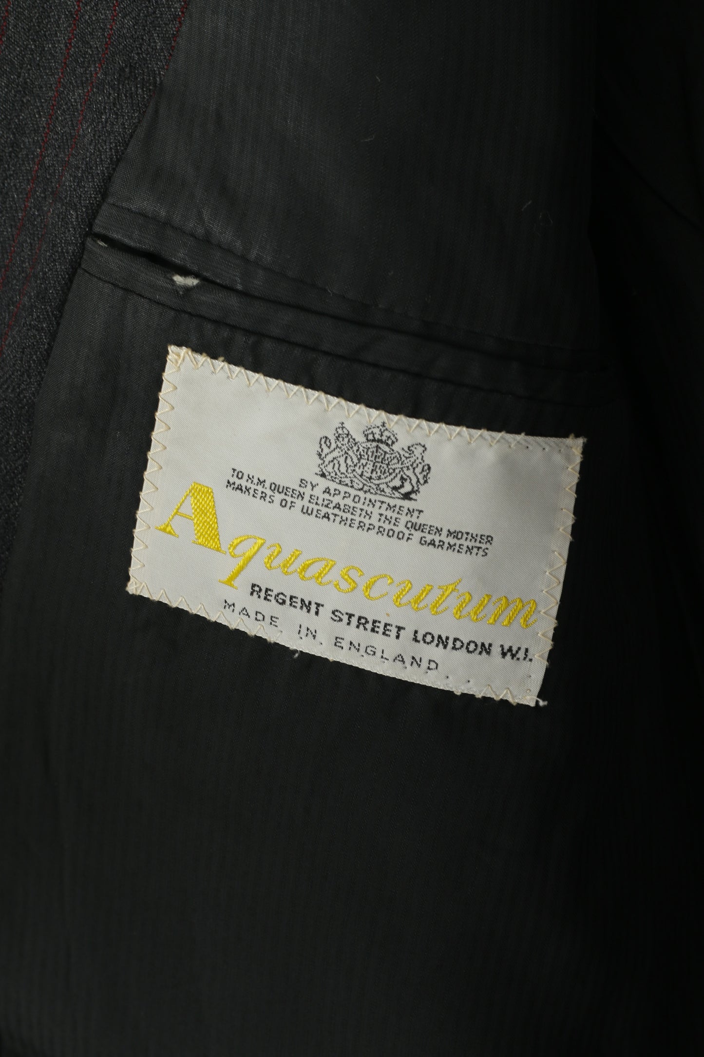 Aquascutum London Uomo 40 Blazer Giacca monopetto Alfred Sayers in lana a righe grigie