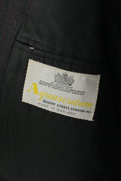 Aquascutum London Uomo 40 Blazer Giacca monopetto Alfred Sayers in lana a righe grigie
