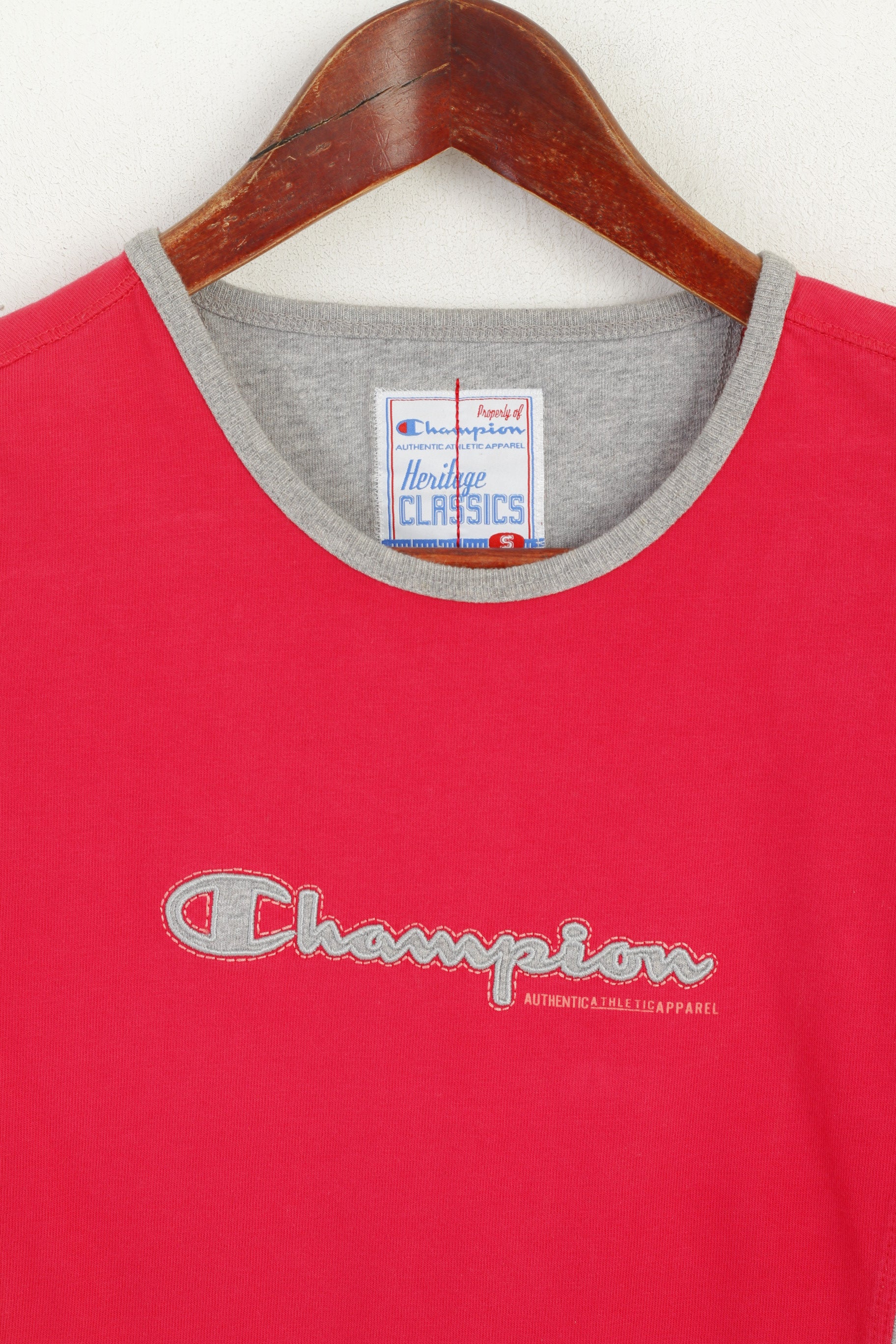 Camicia Champion da donna, top sportivo classico corto in cotone lampone