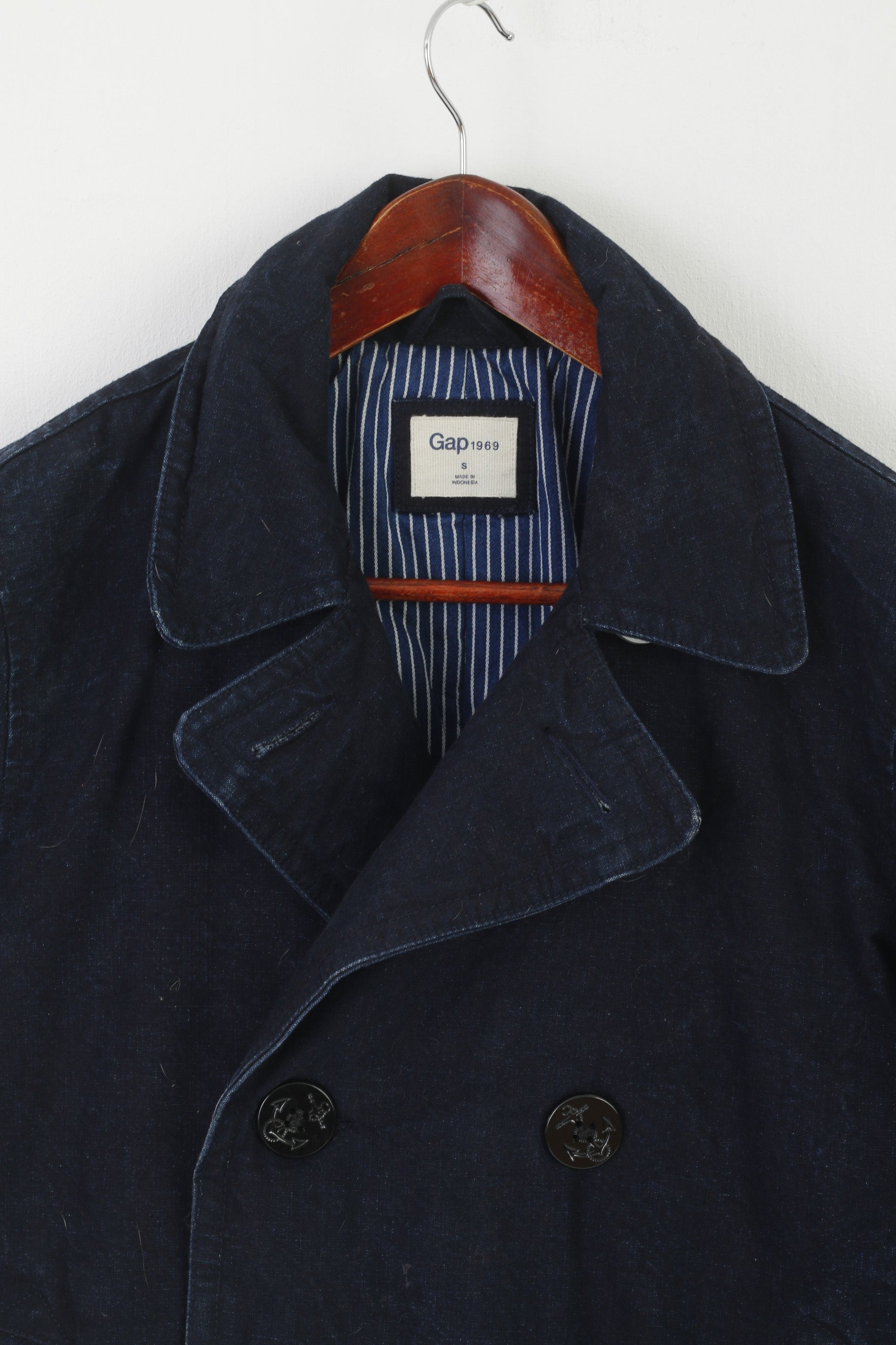 Gap Veste Homme Marine Denim Coton Marine Double Boutonnage Rembourré Haut Classique