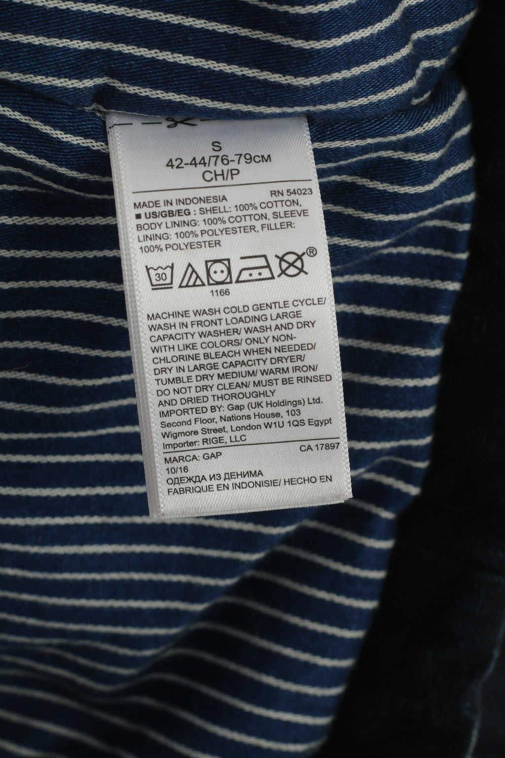 Gap Veste Homme Marine Denim Coton Marine Double Boutonnage Rembourré Haut Classique