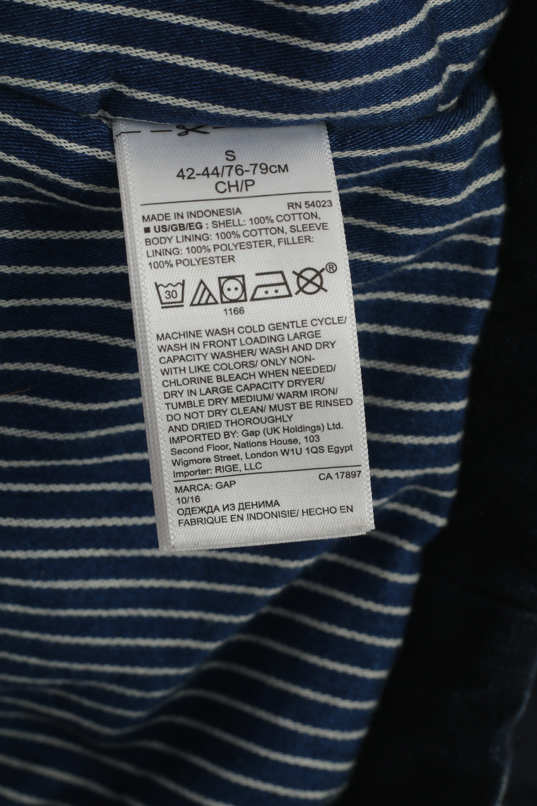 Gap Veste Homme Marine Denim Coton Marine Double Boutonnage Rembourré Haut Classique