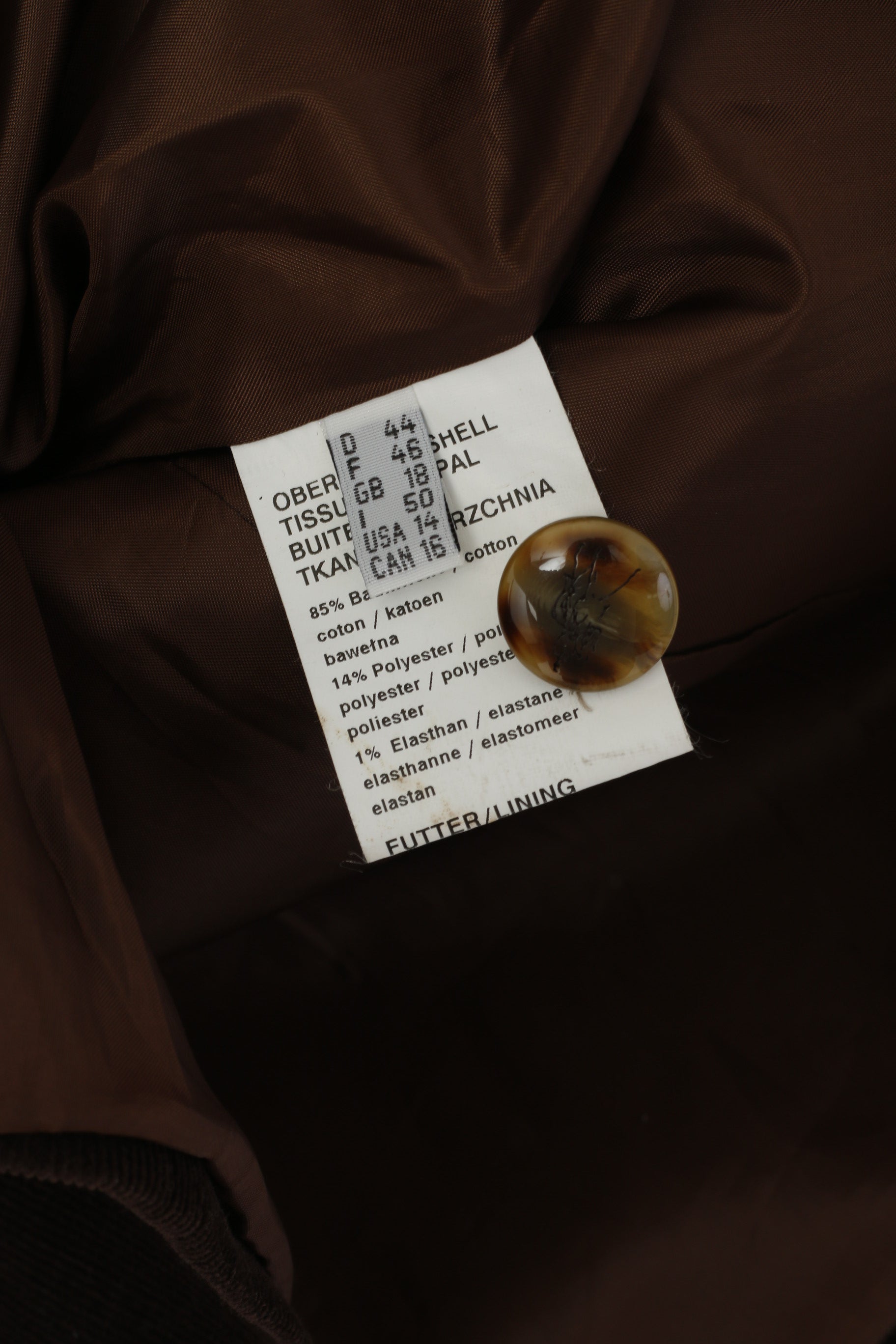 Marcona femmes 18 44 XL Blazer marron coton velours côtelé veste classique