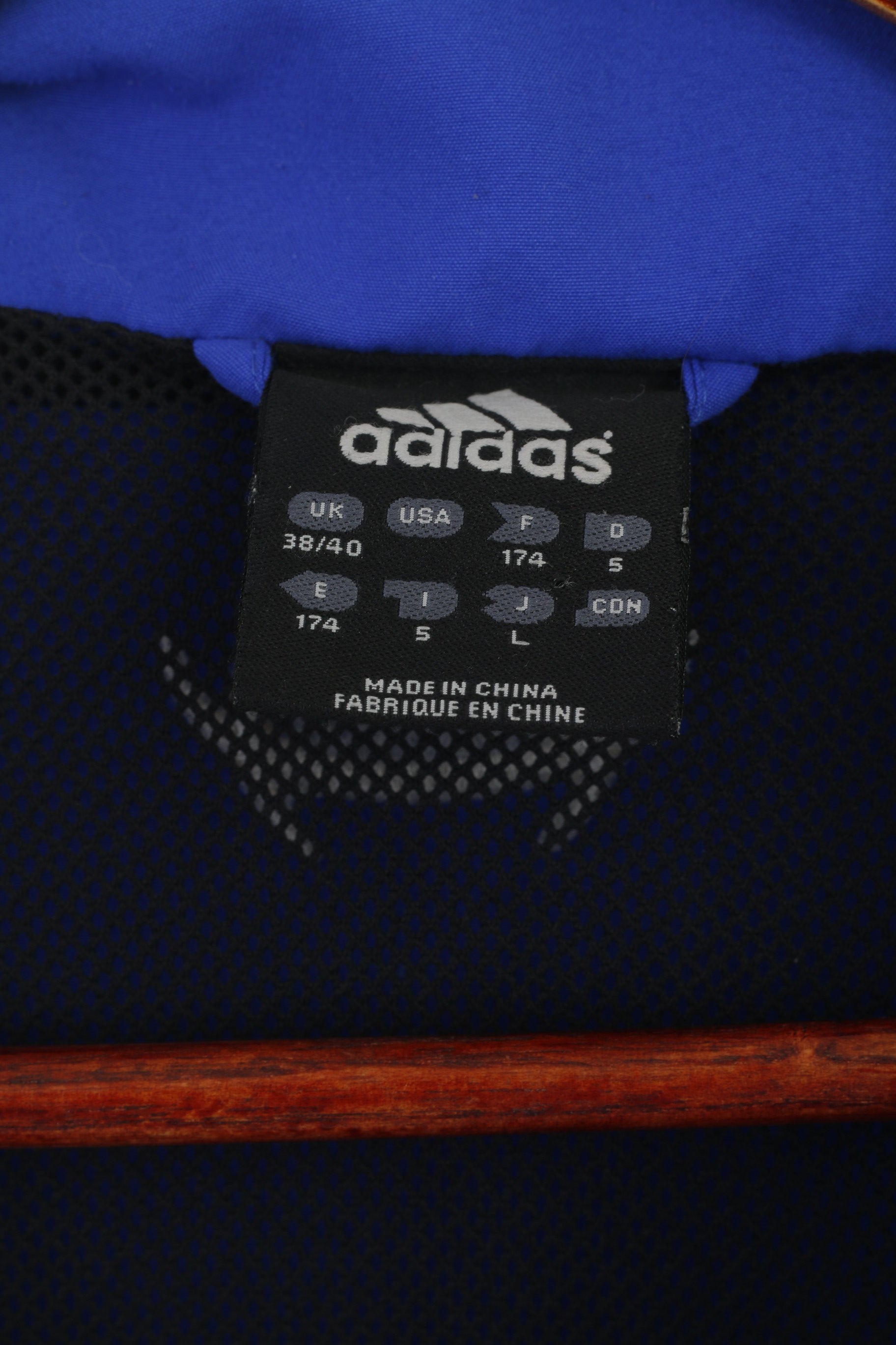 Giacca Adidas IFK Värnamo da uomo 38/40 M blu vintage da calcio con cerniera intera