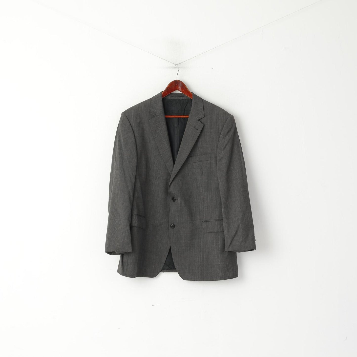 Max Calvin Uomo 27 44 Blazer Grigio Vintage Giacca con spalline monopetto in lana australiana