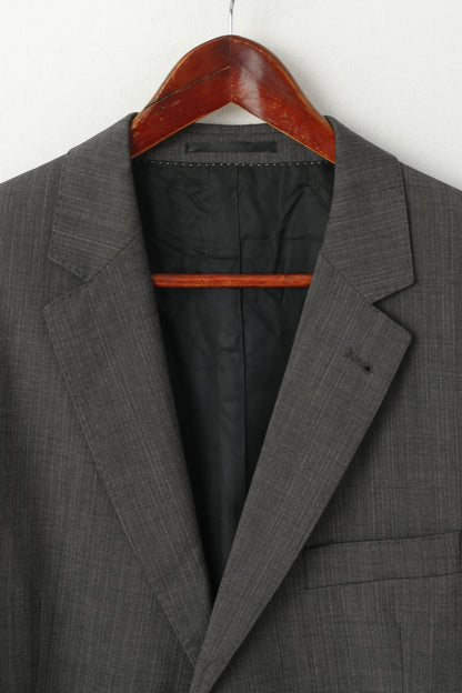 Max Calvin Uomo 27 44 Blazer Grigio Vintage Giacca con spalline monopetto in lana australiana