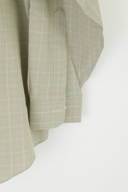 Brooks Brothers Men 16.5 35 XXL Casual Shirt Green Check Cotton Non Iron Long Sleeve Top