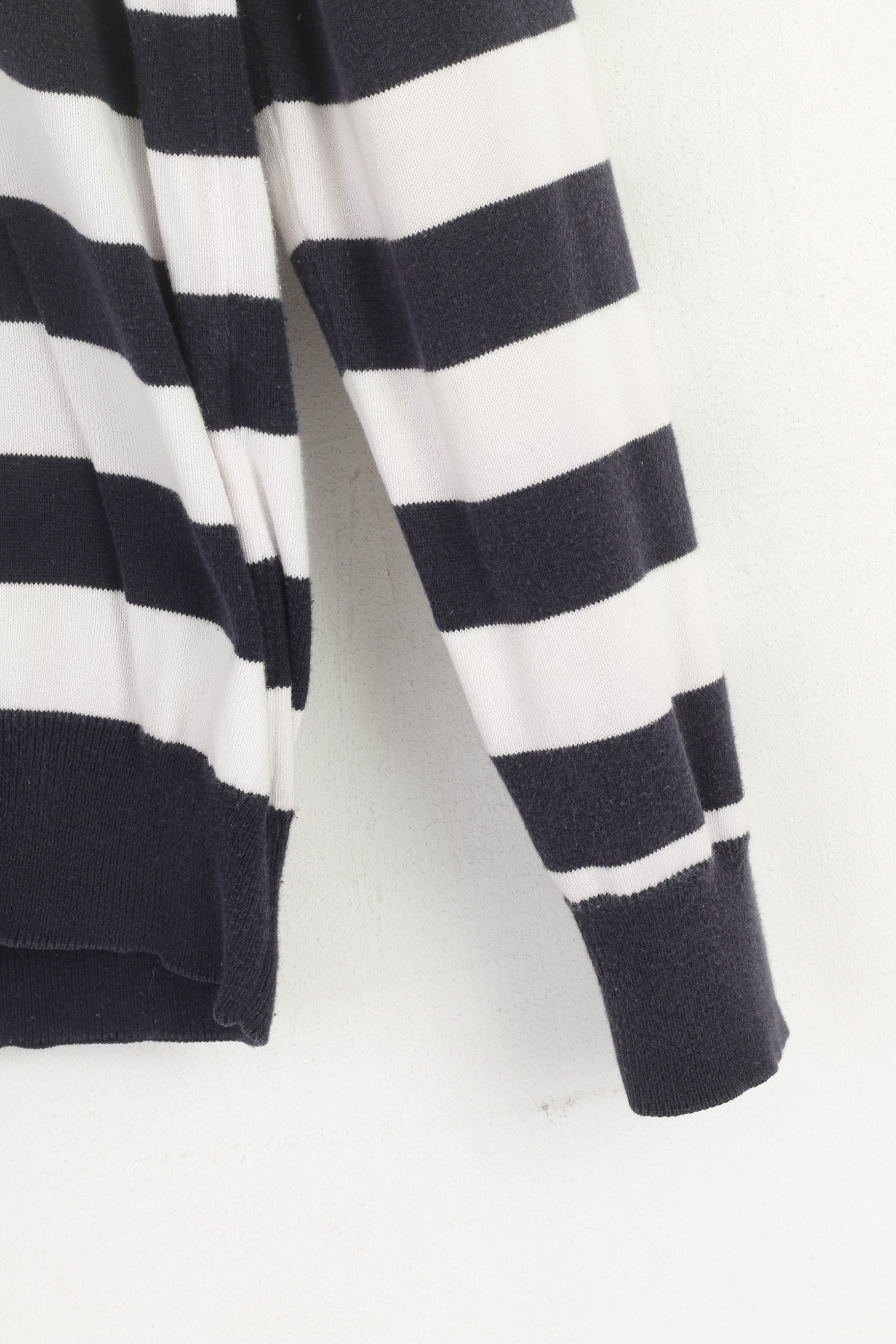 Gant Men L (M) Jumper Navy Striped Marine 100% Cotton V Neck Classic Sweater