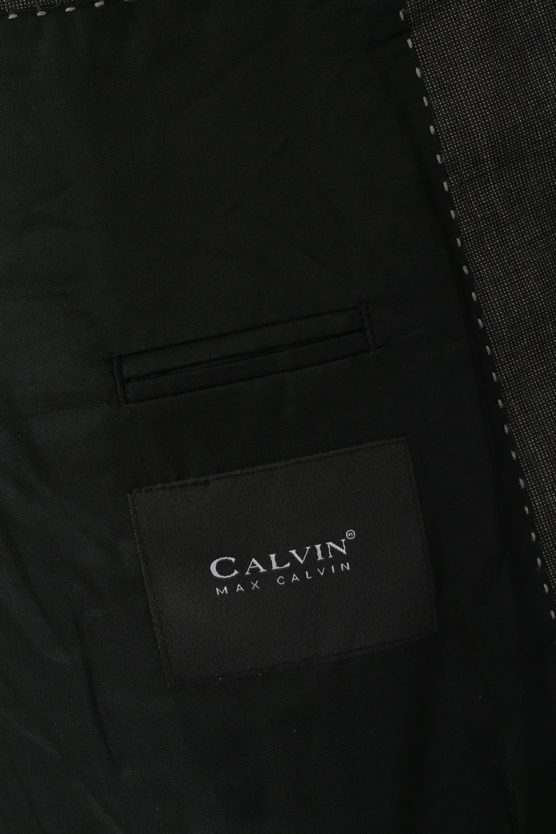 Max Calvin Men 27 44 Blazer Grey Vintage Australian Wool Single Breasted Shoulder Pads Jacket