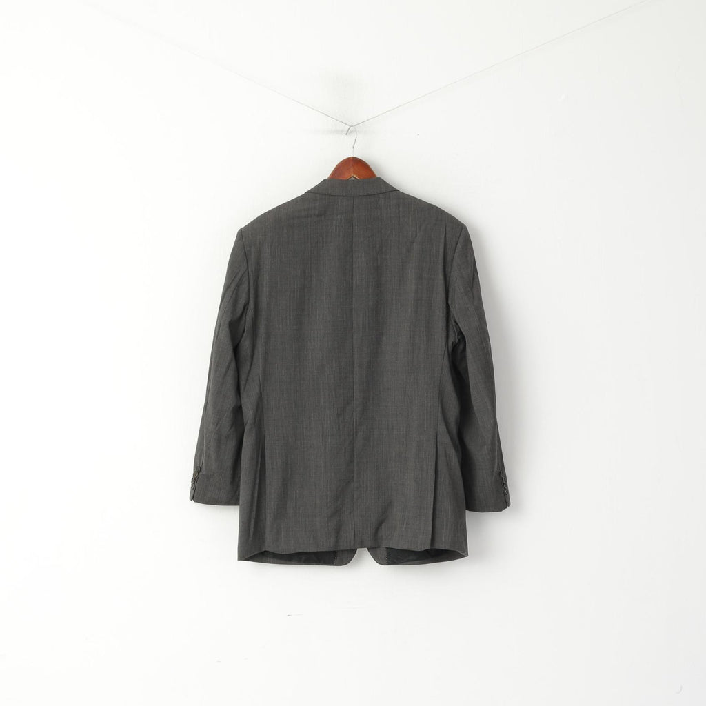 Max Calvin Men 27 44 Blazer Grey Vintage Australian Wool Single Breasted Shoulder Pads Jacket