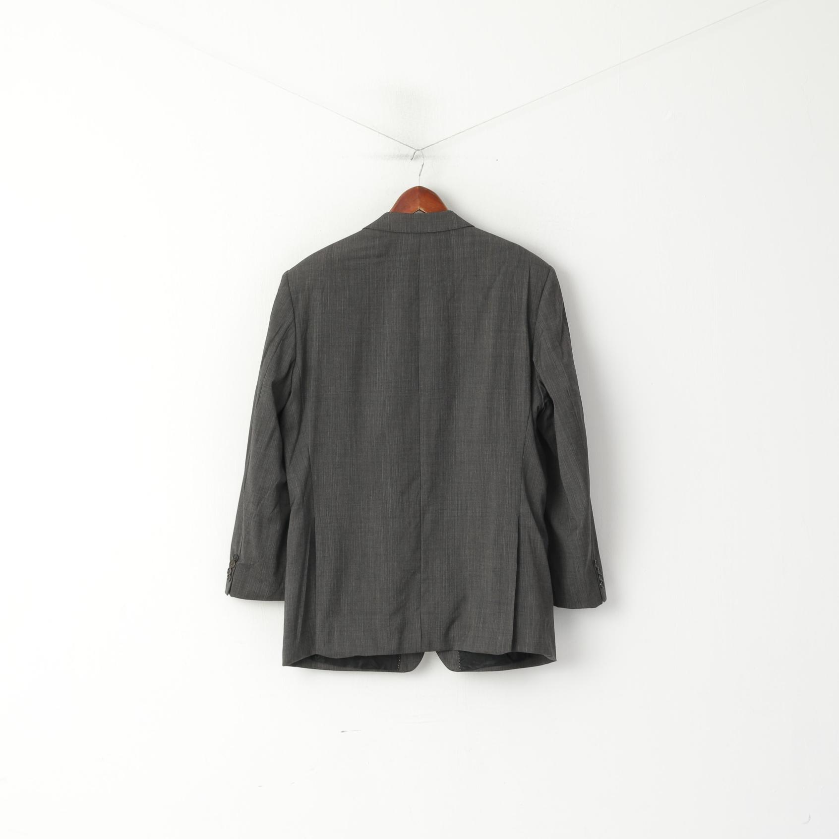 Max Calvin Men 27 44 Blazer Grey Vintage Australian Wool Single Breasted Shoulder Pads Jacket