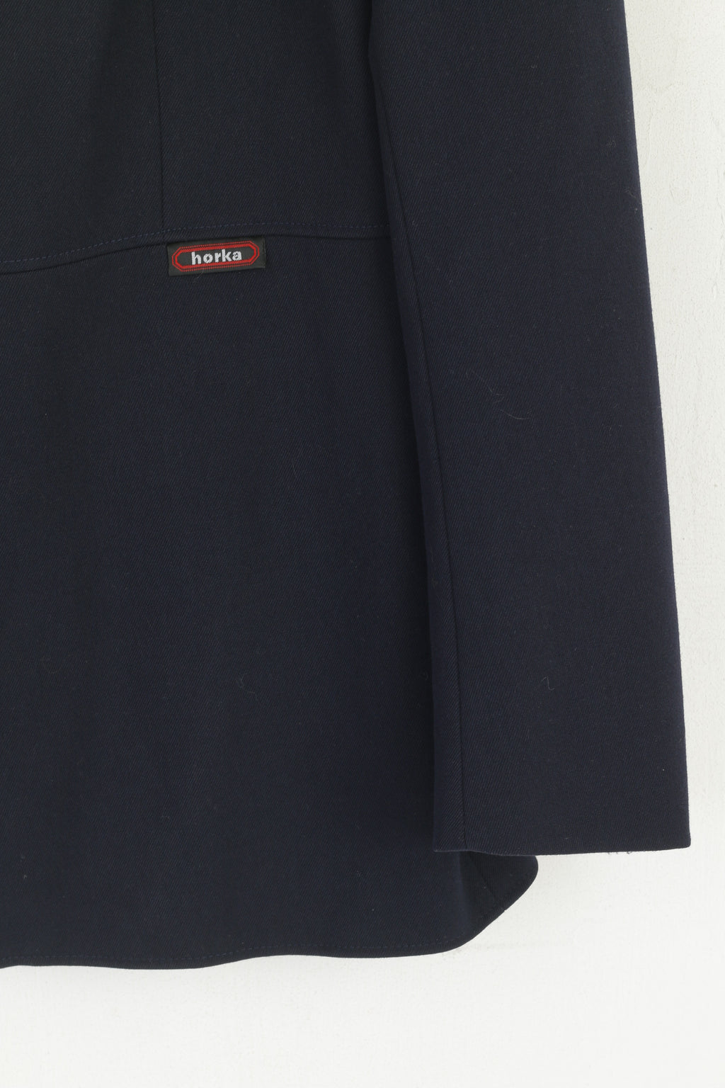 Giacca Horka da donna 46 M Blazer in lana blu scuro con spalline per equitazione, giacca monopetto