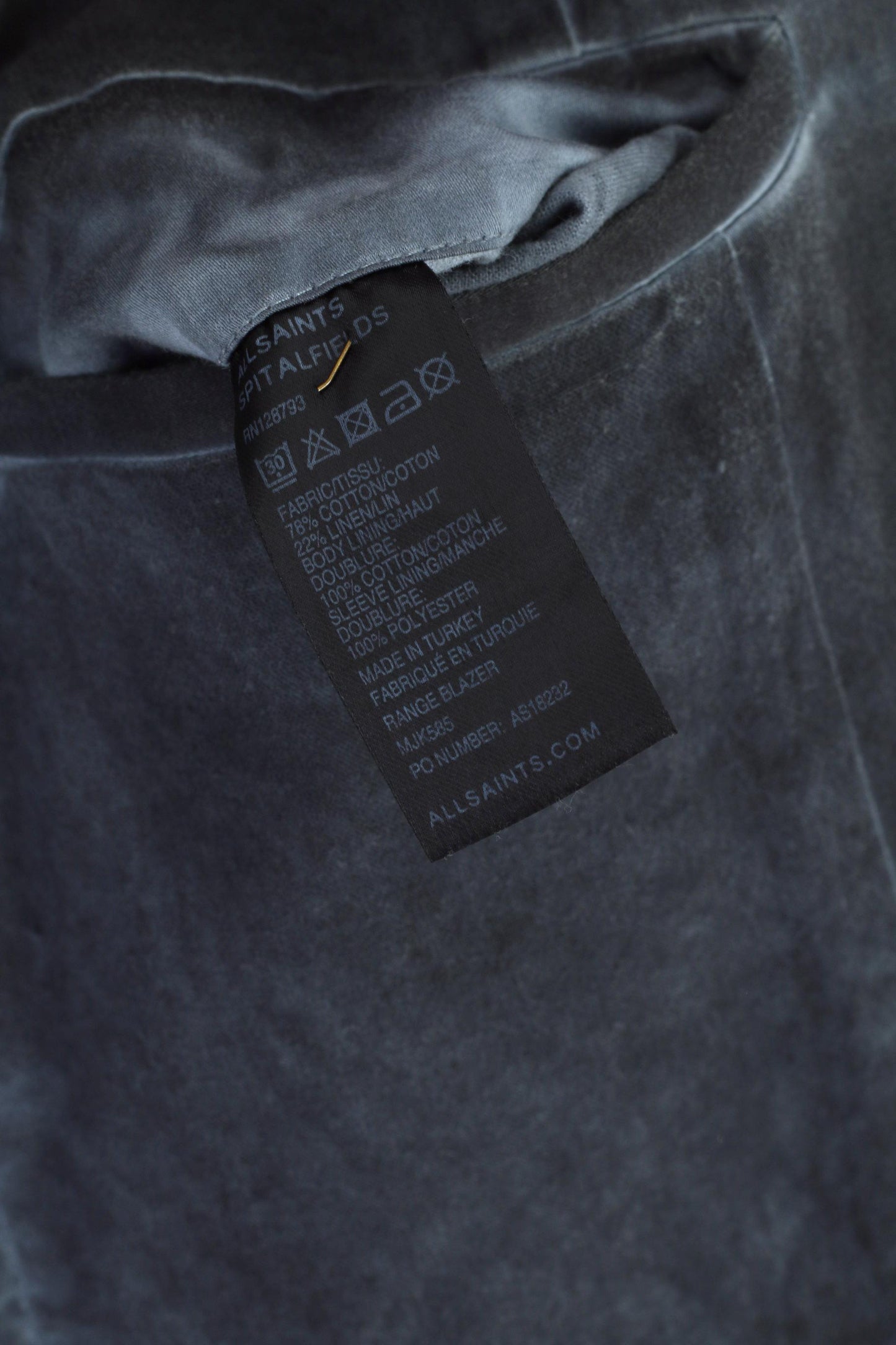 AllSaints Men S Jacket Gray Faded Cotton Linen Range Blazer Single Breasted Top