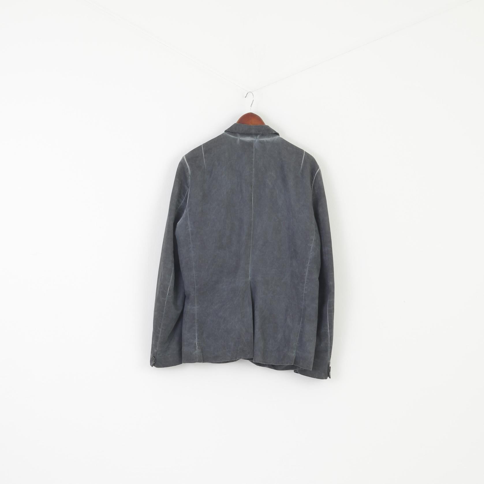 AllSaints Men S Jacket Gray Faded Cotton Linen Range Blazer Single Breasted Top