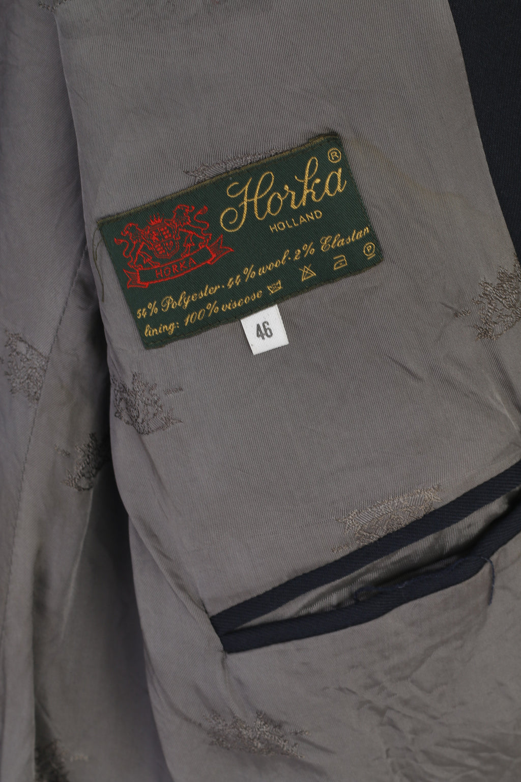 Giacca Horka da donna 46 M Blazer in lana blu scuro con spalline per equitazione, giacca monopetto