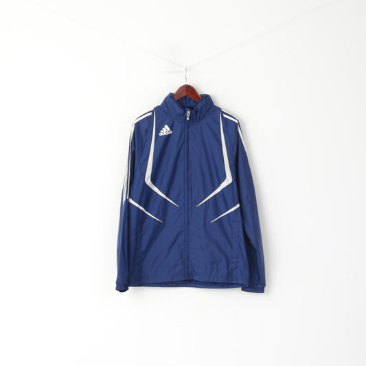Adidas Men M 168 Jacket Navy Nylon Waterproof Nylon Full Zipper Hidden Hood Top