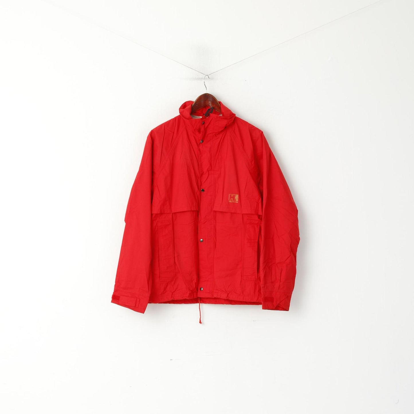 Giacca da uomo Helly Hansen rossa vintage leggera con cerniera intera con cappuccio e top unisex da esterno