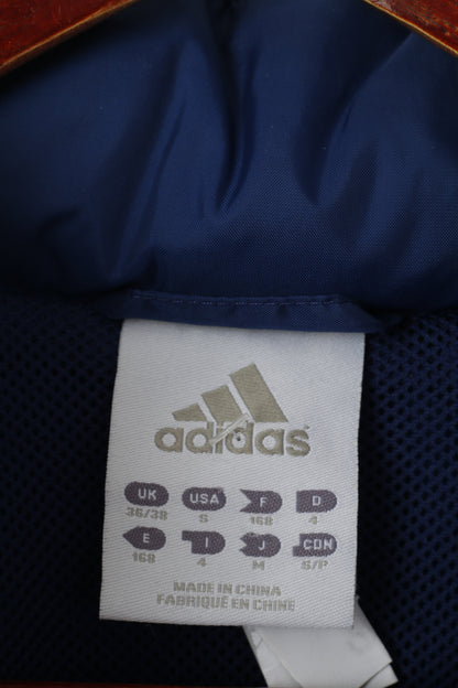 Adidas Uomo M 168 Giacca in nylon blu scuro in nylon impermeabile con cerniera intera e cappuccio nascosto