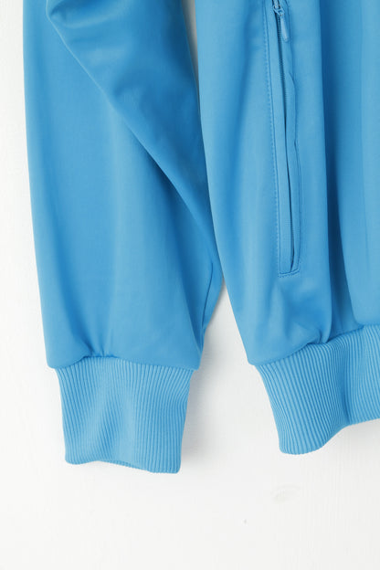 Adidas Men 52 L Sweatshirt Turquoise Shiny Retro Zip Up Training Oldschool Top