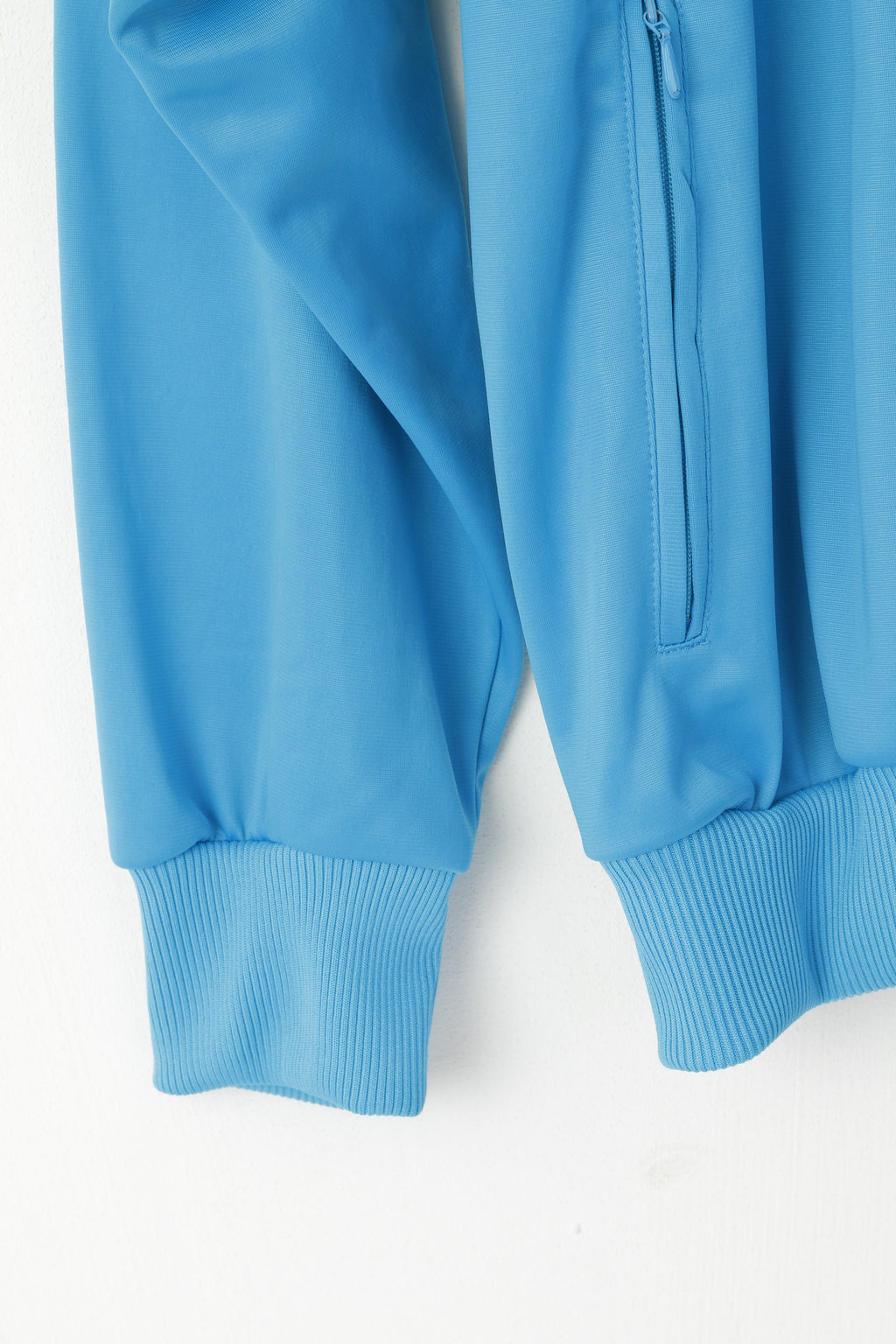 Adidas Men 52 L Sweatshirt Turquoise Shiny Retro Zip Up Training Oldschool Top