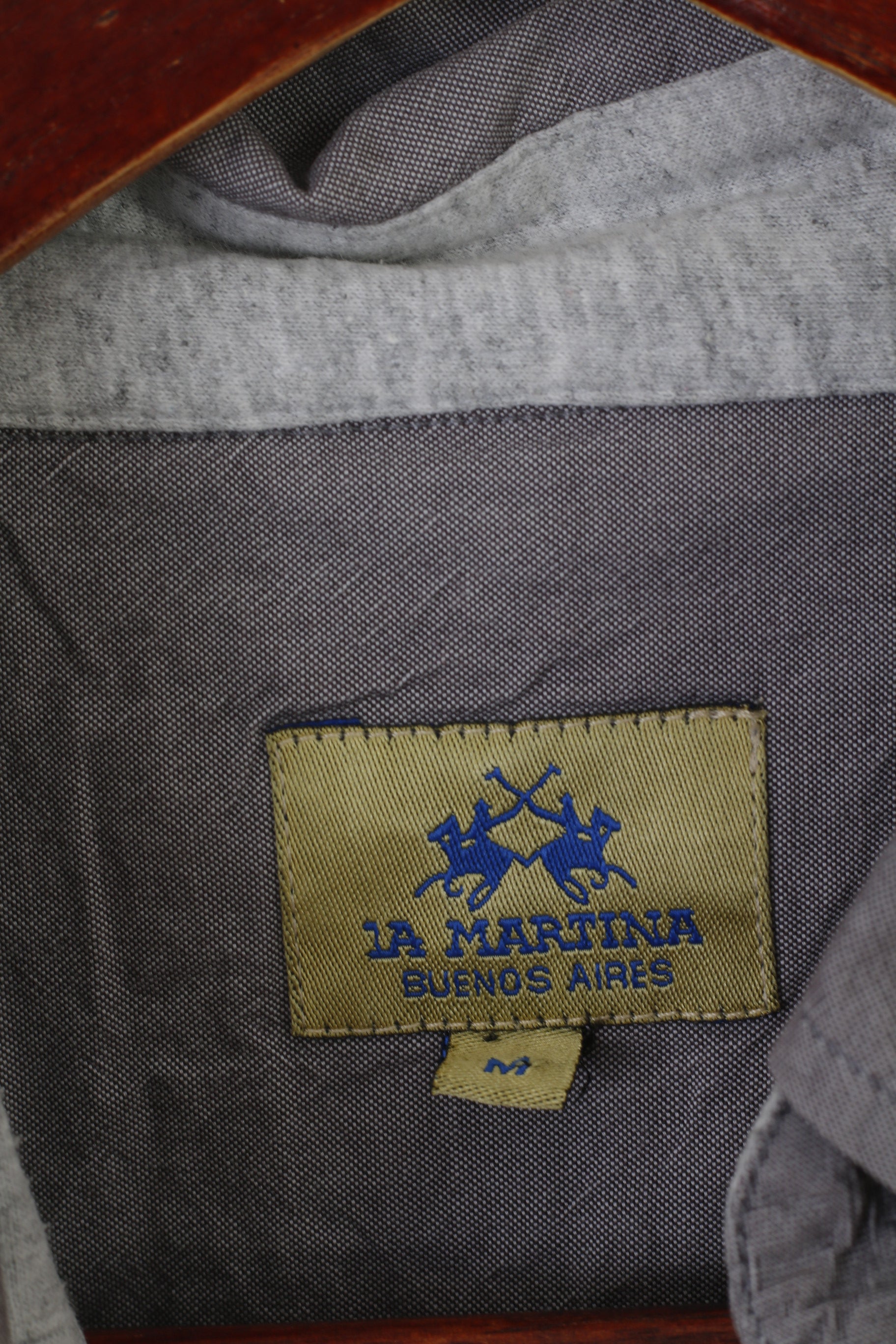 La Martina Men M Casual Shirt Purple Cotton French Alps Polo Argentino Long Sleeve Top