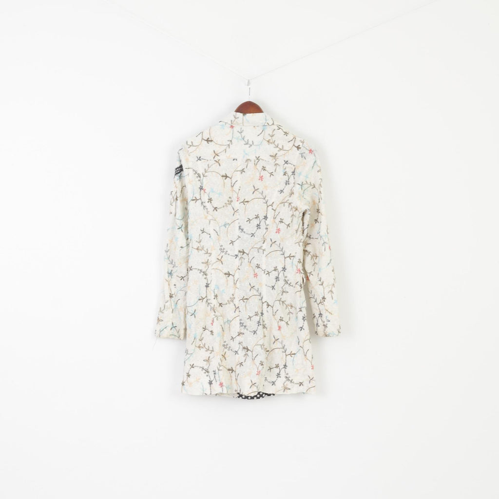 Ambiente Women S Coat Cream Floracl Embroidered Lightweight Cotton Top