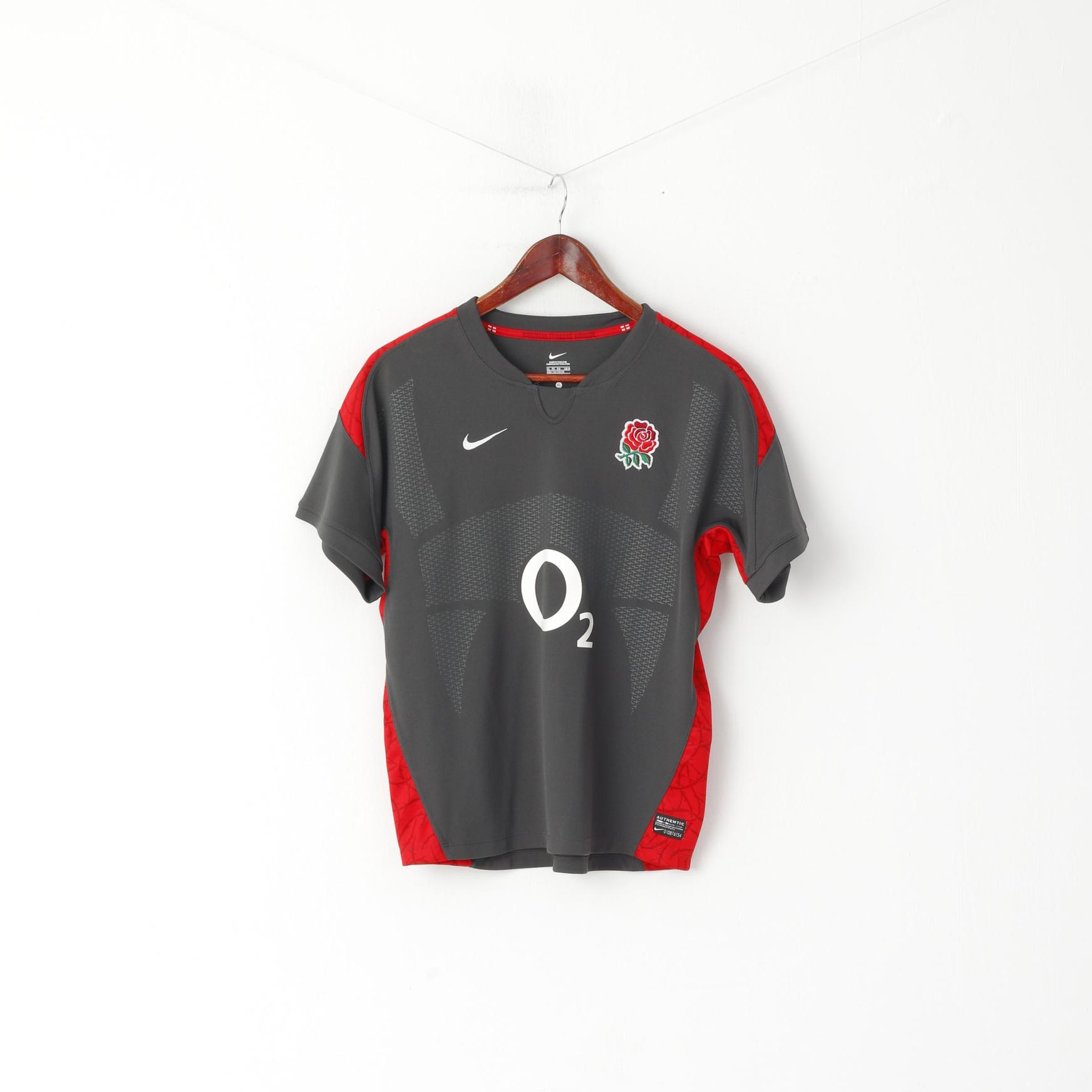 Nike Boys 13-15 Age 158 Shirt Grey Rugby England O2 Jersey Top