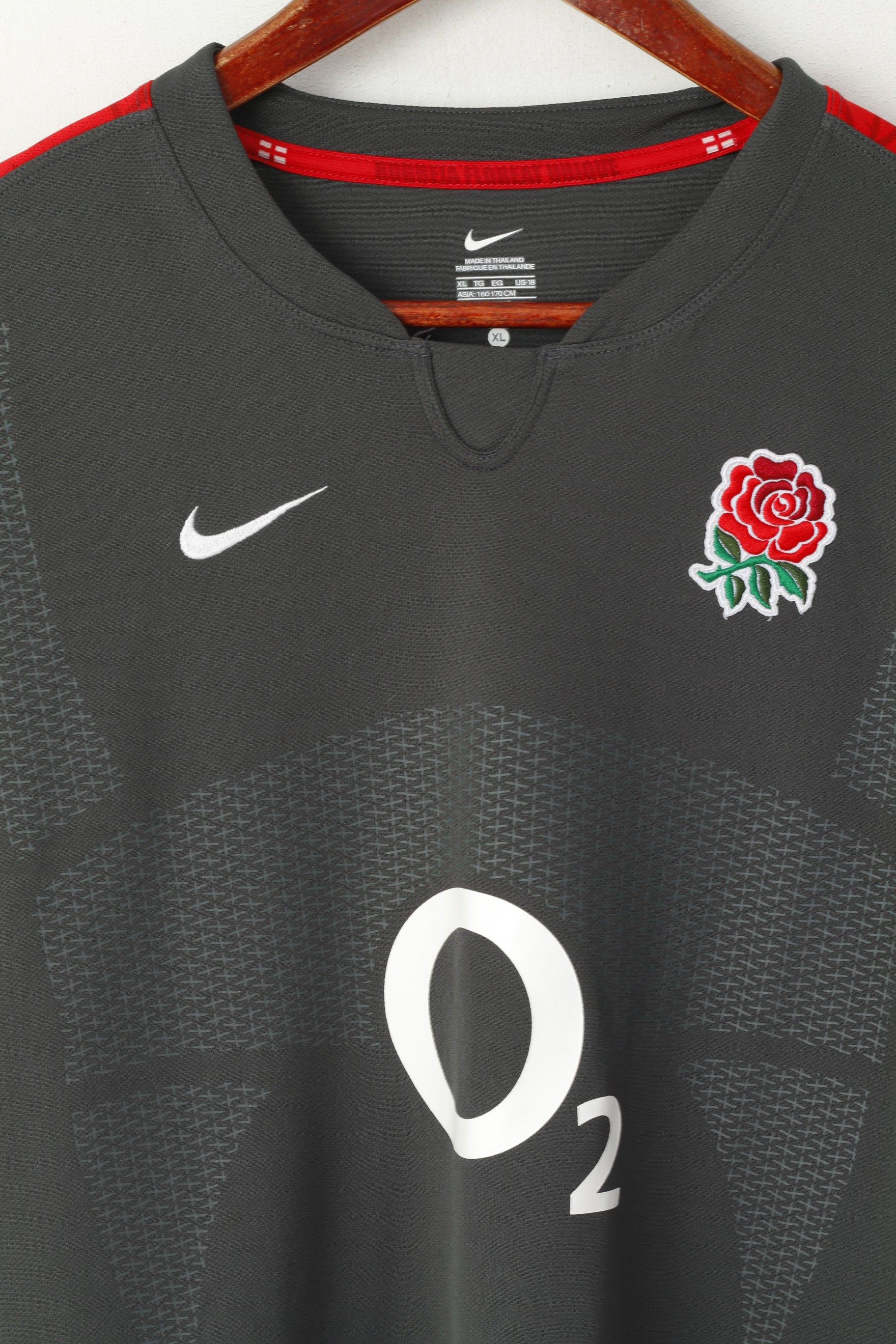 Nike Boys 13-15 Age 158 Shirt Grey Rugby England O2 Jersey Top