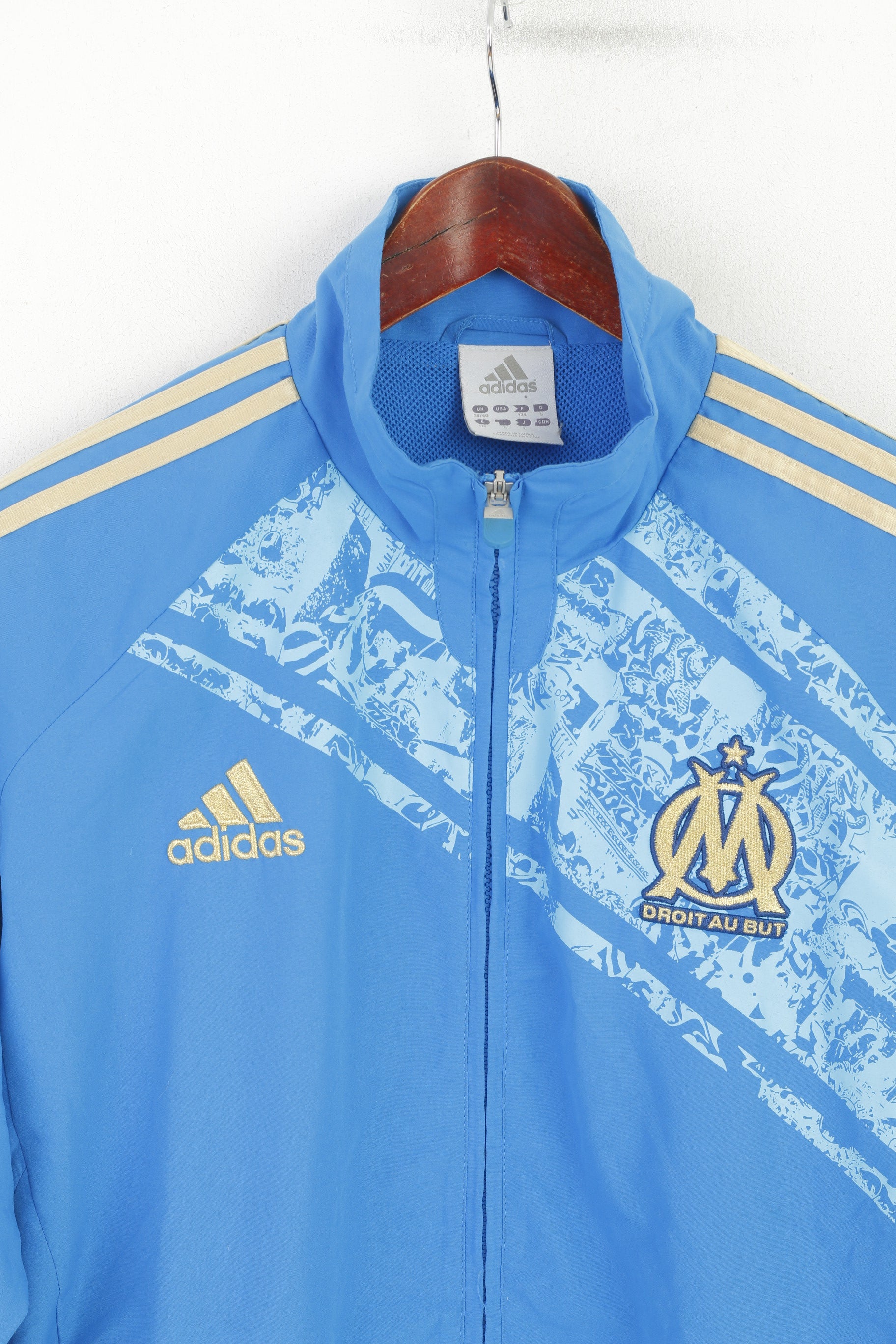 Adidas Olympique de Marsiglia Uomo M 174 Giacca da calcio blu con cerniera intera Sport Track Top