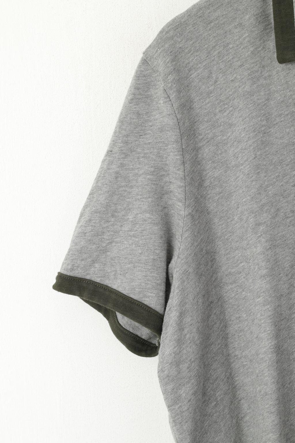 Original Penguin Men L Polo Shirt Grey Classic Fit Grey Sport Cotton Short Sleeve Top