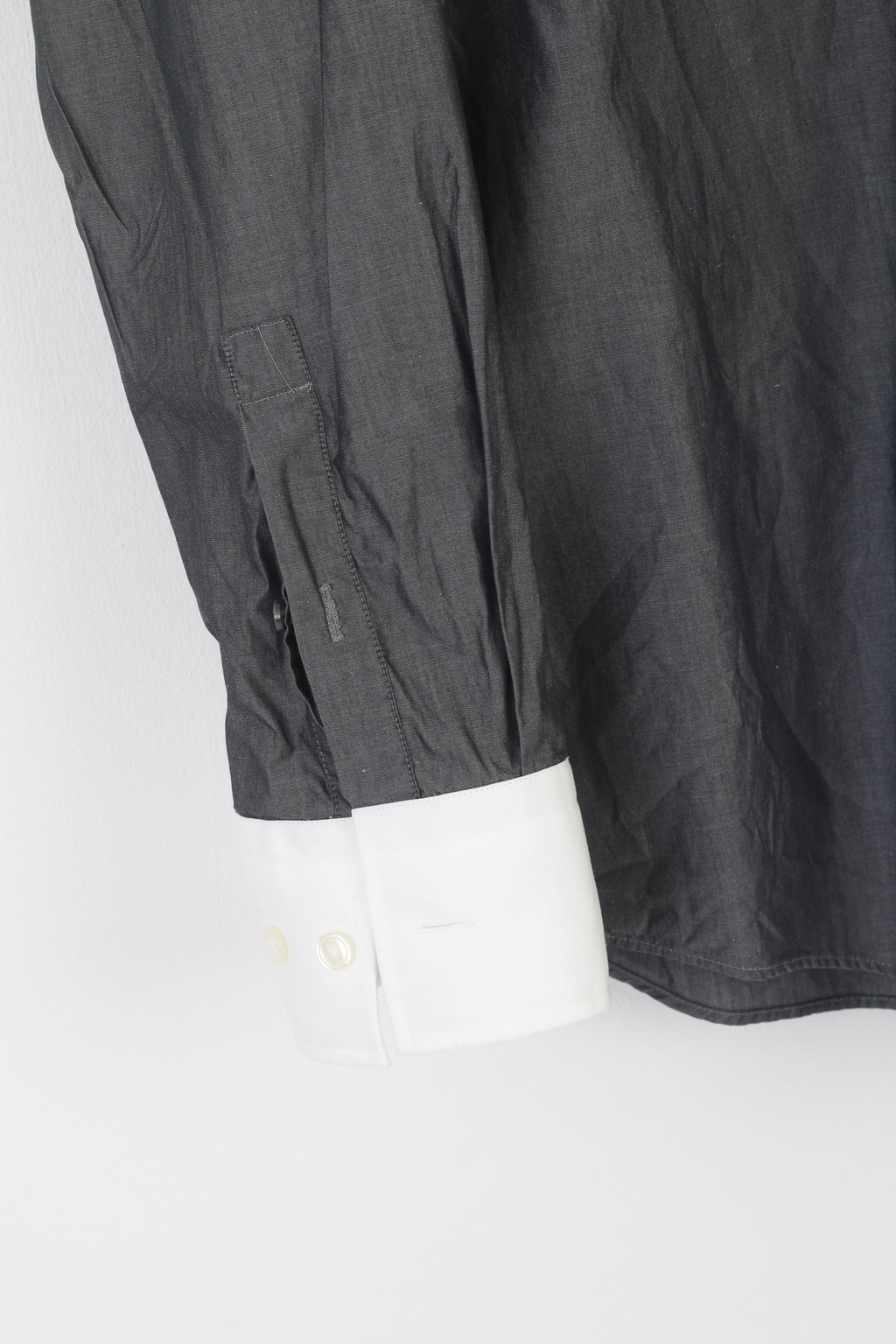 Hugo Boss Men 44 17.5 L Casual Shirt Gray Cotton Slim Fit Long Sleeve Elegant Top