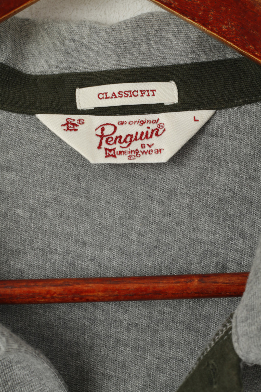 Original Penguin Men L Polo Shirt Grey Classic Fit Grey Sport Cotton Short Sleeve Top