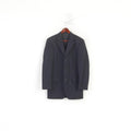 Roy Robson Men 38 Blazer Black Striped 100% Wool Italy Single Breasted Jacket