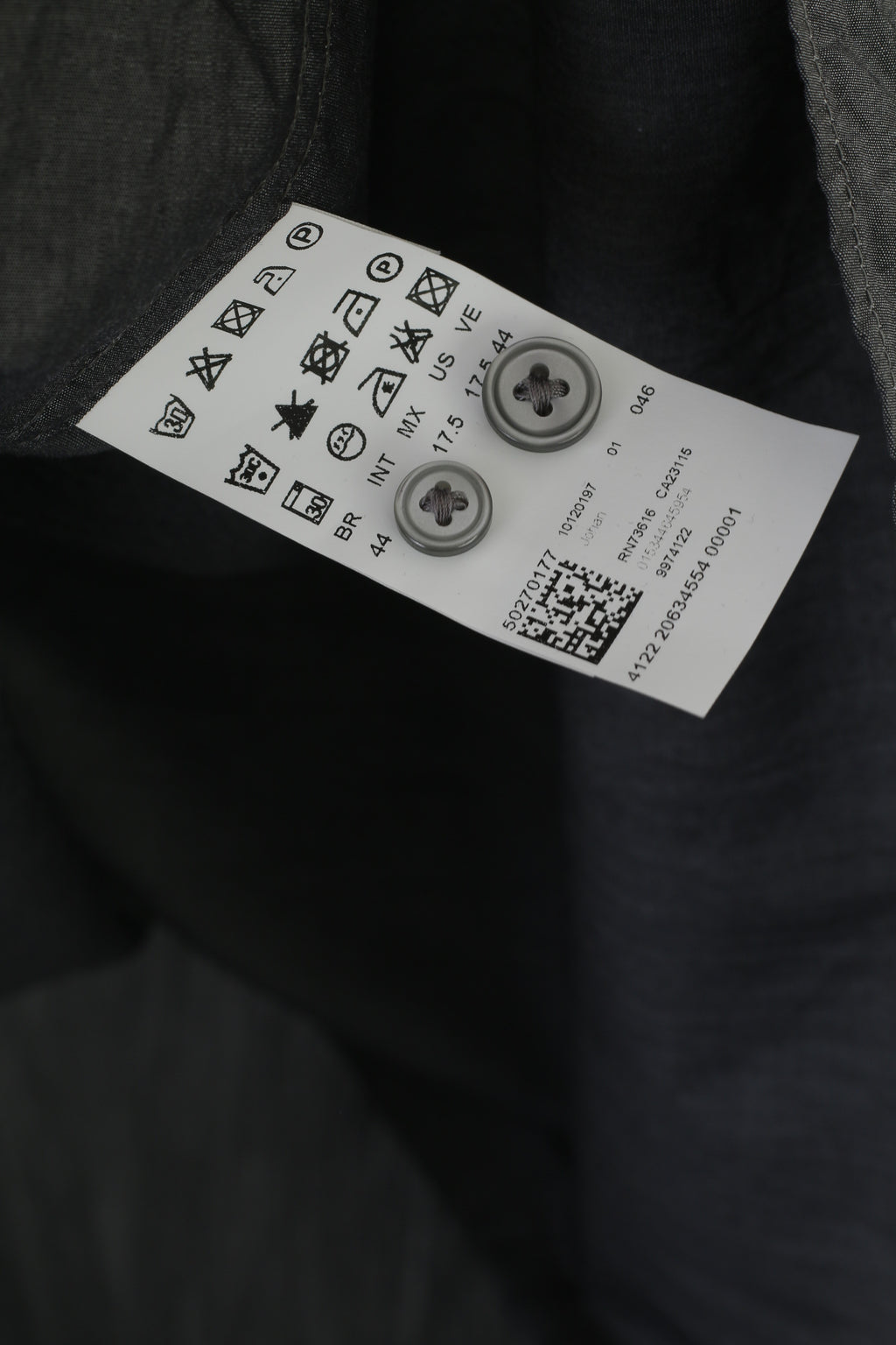 Hugo Boss Men 44 17.5 L Casual Shirt Gray Cotton Slim Fit Long Sleeve Elegant Top
