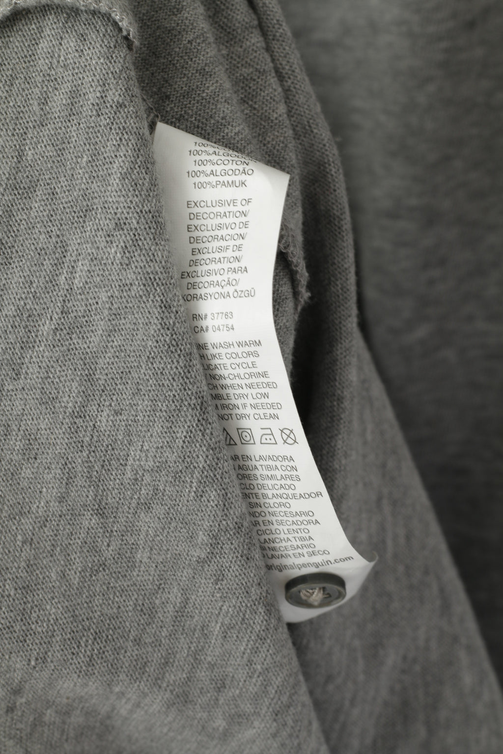 Original Penguin Men L Polo Shirt Grey Classic Fit Grey Sport Cotton Short Sleeve Top