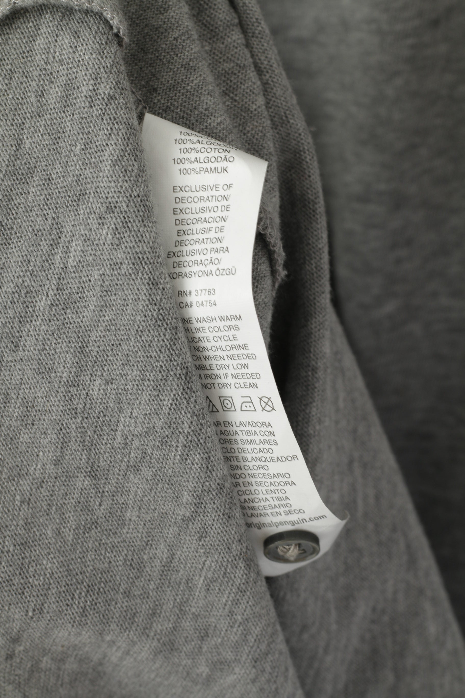 Original Penguin Men L Polo Shirt Grey Classic Fit Grey Sport Cotton Short Sleeve Top