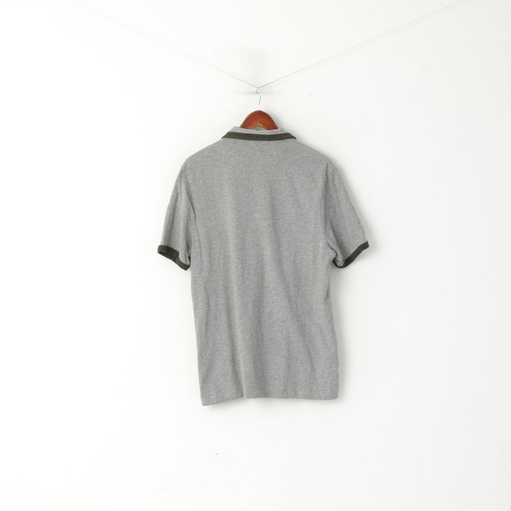 Original Penguin Men L Polo Shirt Grey Classic Fit Grey Sport Cotton Short Sleeve Top