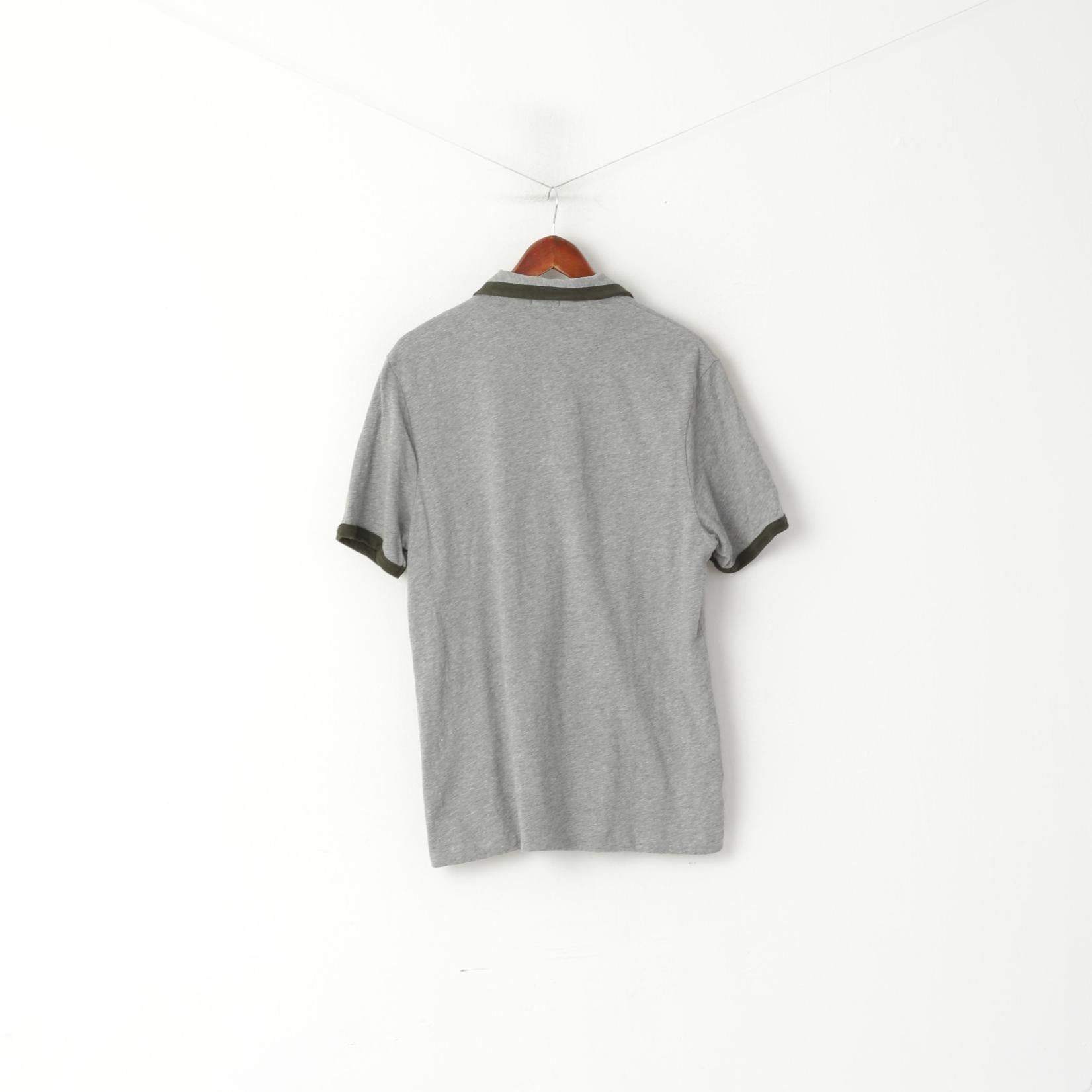 Original Penguin Men L Polo Shirt Grey Classic Fit Grey Sport Cotton Short Sleeve Top