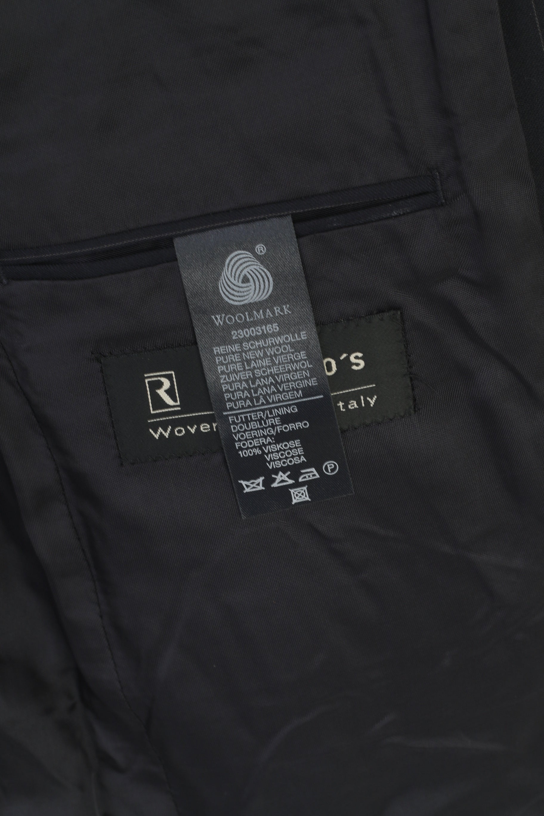 Roy Robson Men 38 Blazer Black Striped 100% Wool Italy Single Breasted Jacket