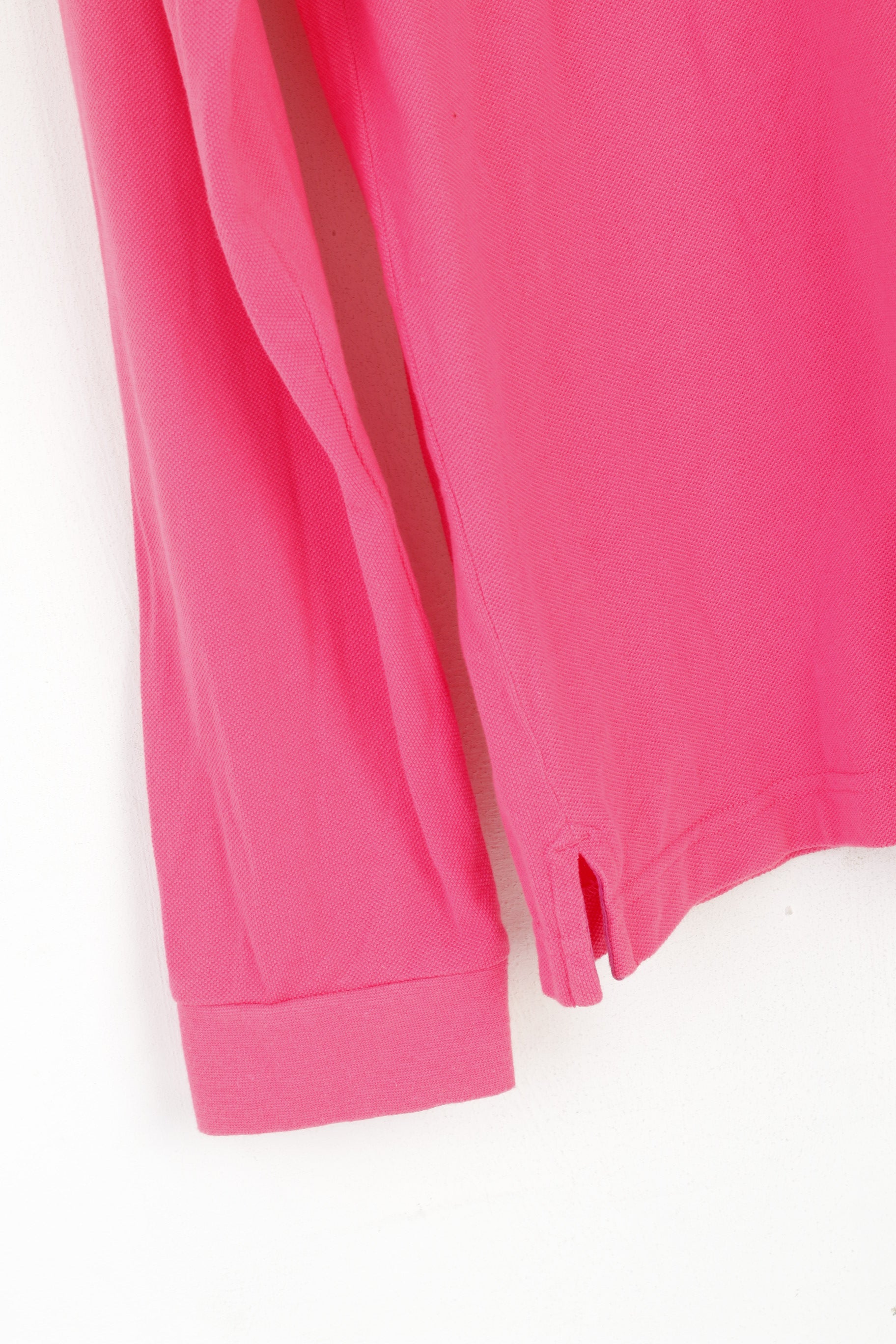 Polo da uomo L di Hackett London Top a maniche lunghe in cotone elasticizzato rosa con bottoni dettagliati