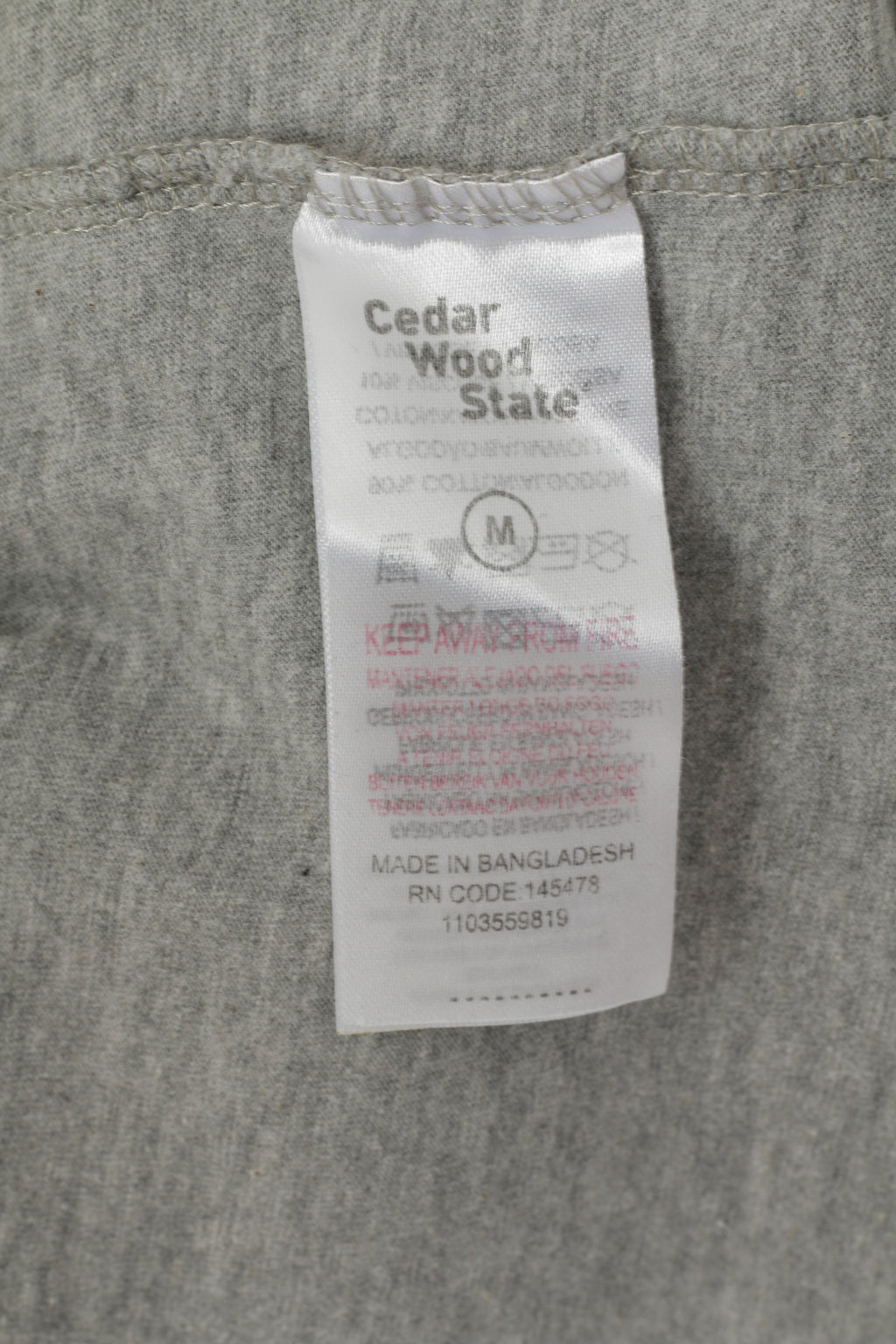 Cedar Wood State Men M Shirt Grey Cotton Grapic AC/DC Voltage Rock N Roll Top