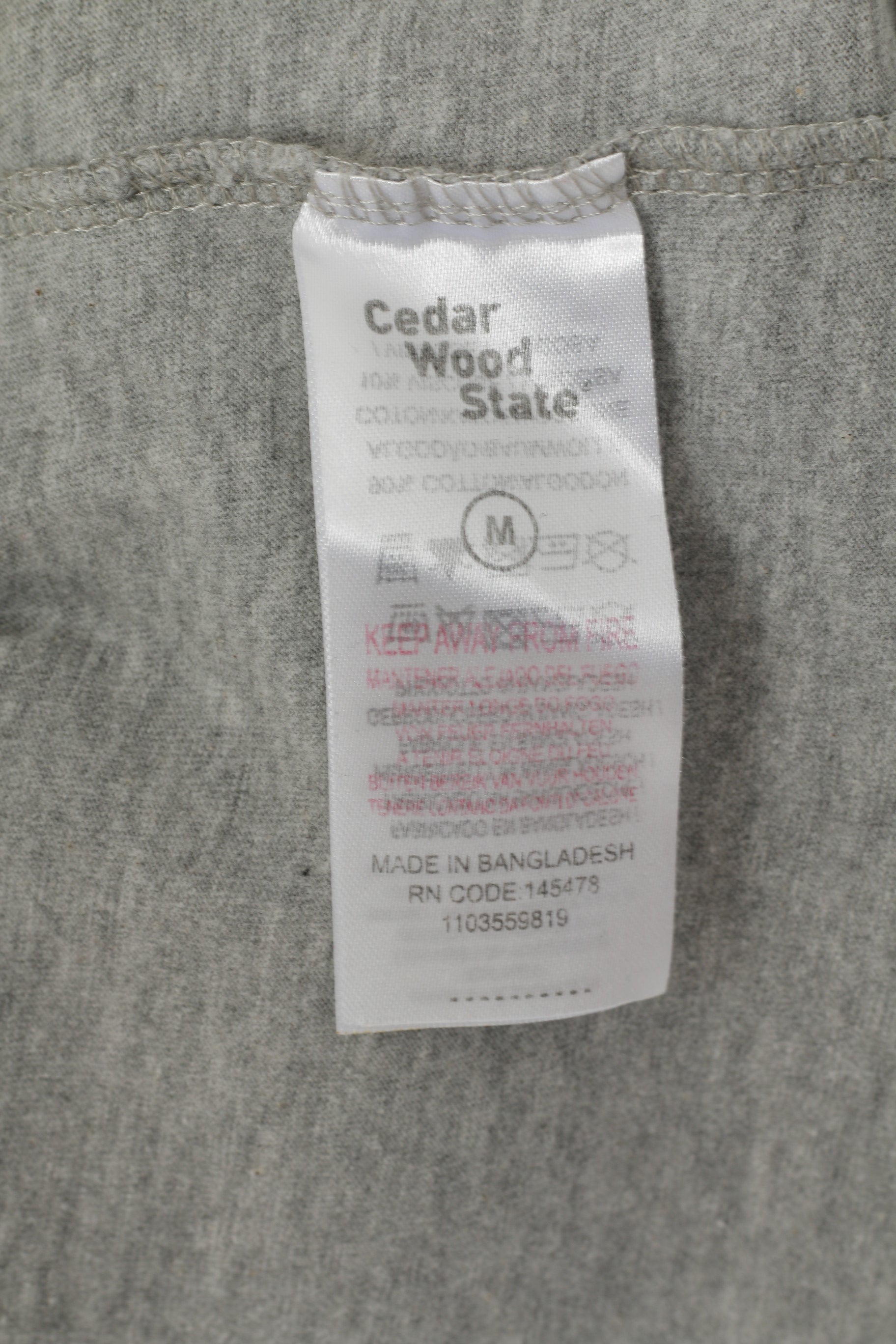 Cedar Wood State Men M Shirt Grey Cotton Grapic AC/DC Voltage Rock N Roll Top