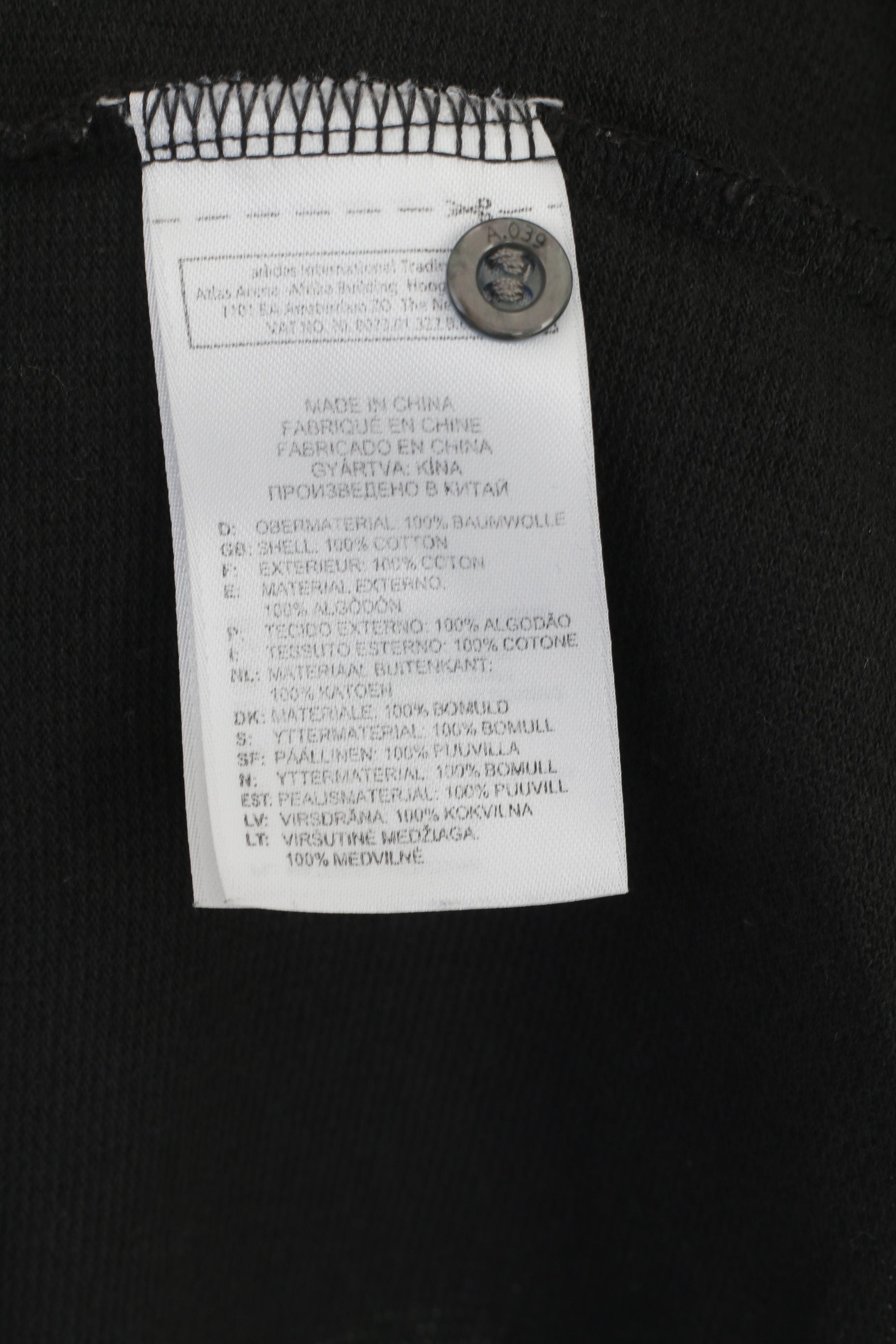 Polo Adidas Originals da uomo anni '50 in cotone nero con colletto stampato e tasca aderente