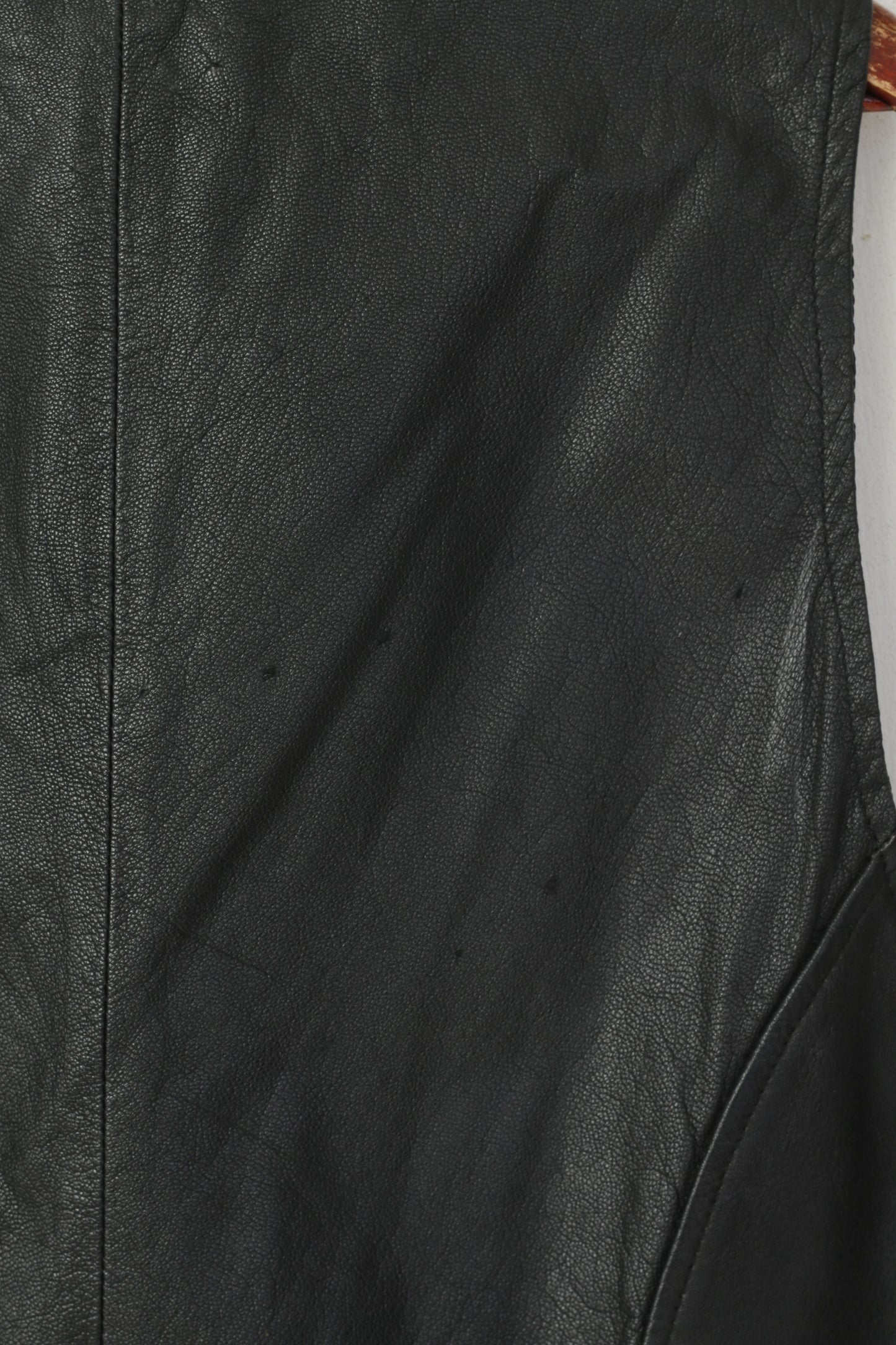 A.B.A Colllection Men 3XL (L) Waistcoat Black Leather Snaps Vintage Retro Vest