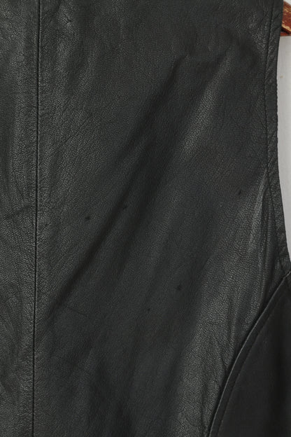 A.B.A Colllection Men 3XL (L) Waistcoat Black Leather Snaps Vintage Retro Vest
