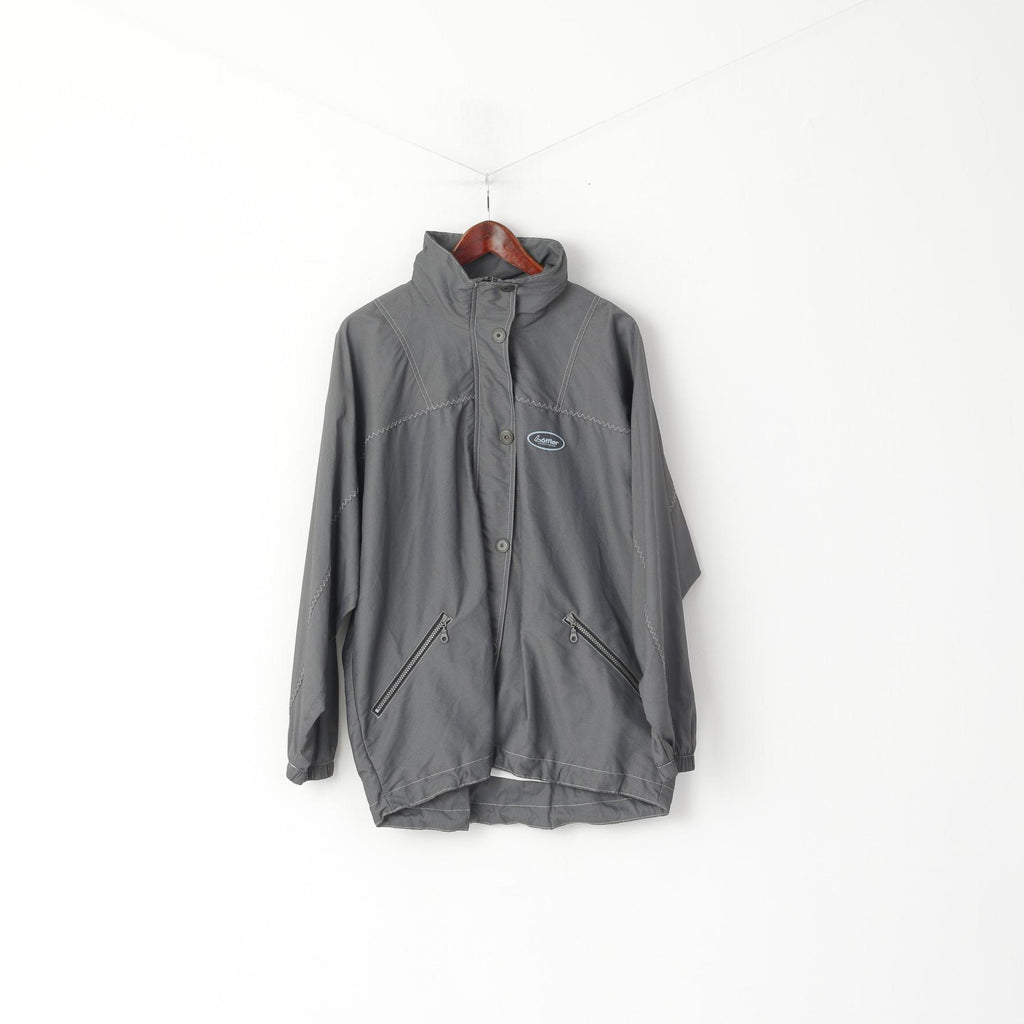 Loffler Hommes XXL Veste Gris Brillant Nylon Sportswear Fermeture Éclair Complète Oldschool Top