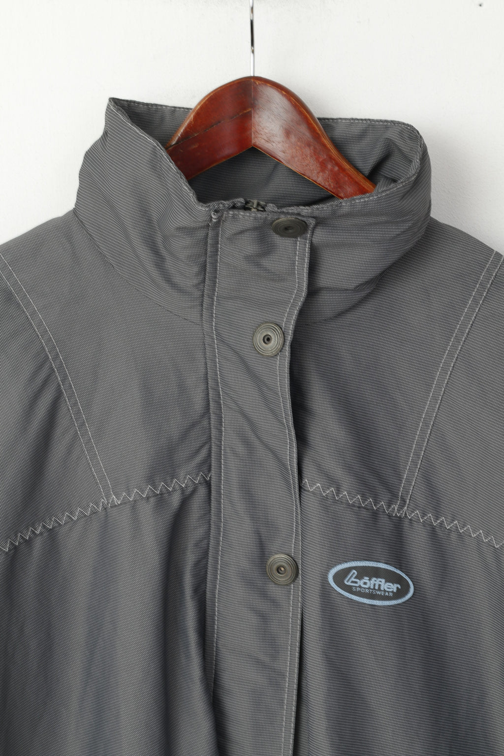 Loffler Hommes XXL Veste Gris Brillant Nylon Sportswear Fermeture Éclair Complète Oldschool Top
